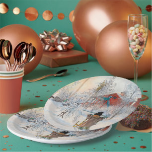 Plato De Papel El yard y el lavadero de Carl Larsson