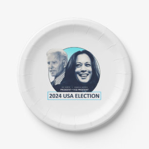 Plato De Papel ELECCIÓN 2024 EE.UU. de Joe Biden y Kamala Harris