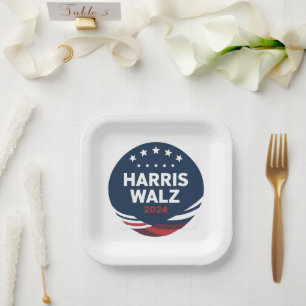 Plato De Papel Elección de botón retro para demócratas Harris Wal