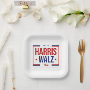 Plato De Papel Elección de Campaña de Harris Walz