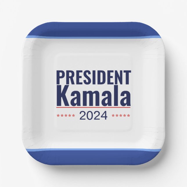 Plato De Papel Elección del presidente Kamala 2024 (Anverso)