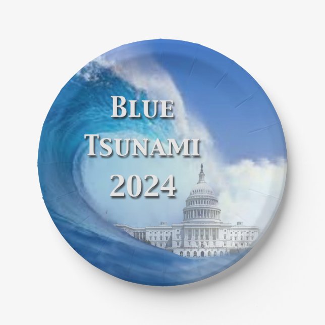 Plato De Papel Elecciones Blue Tsunami 2024 (Anverso)
