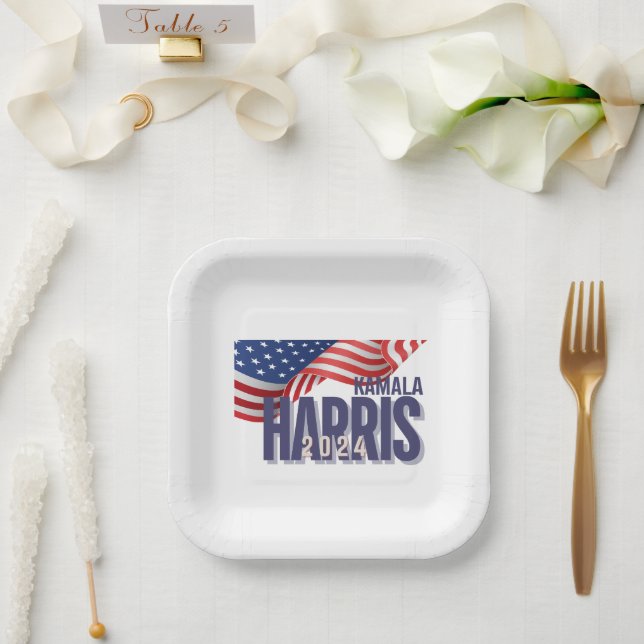 Plato De Papel Elecciones Harris 2024 (Boda)