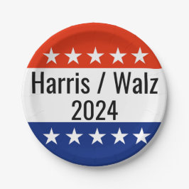 Plato De Papel Elecciones Harris Walz 2024