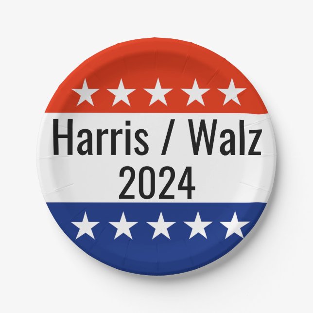 Plato De Papel Elecciones Harris Walz 2024 (Anverso)