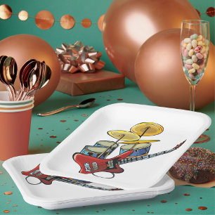 Plato De Papel Electric Guitar And Drums