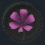 Plato De Papel Electric Purple Glossy Bloom Moody Dark Botanical<br><div class="desc">Illuminate your style with this electric purple glossy bloom. Featuring a vibrant magenta palette and high-shine digital finish, this floral illustration stands out with sharp, clean lines and a moody black background. Perfect for fans of modern botanical art, vaporwave aesthetics, and dark garden decor. This striking violet blossom is designed...</div>