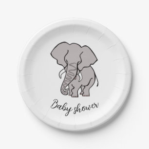 Plato De Papel ELEFANTE africano lindo - Ducha para bebé - Fiesta
