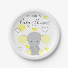 Plato De Papel Elefante amarillo Chica Baby Shower Fiesta