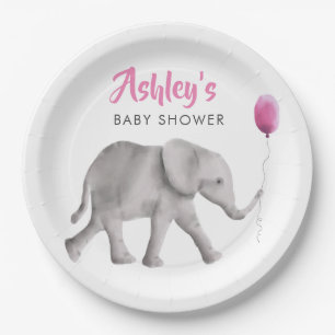 Plato De Papel Elefante Baby Shower del bebé, elefante y globo