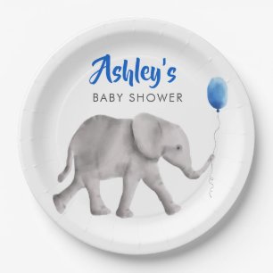 Plato De Papel Elefante Baby Shower del bebé, elefante y globo