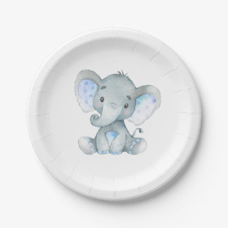 Plato De Papel Elefante Baby Shower, primera fiesta de cumpleaños