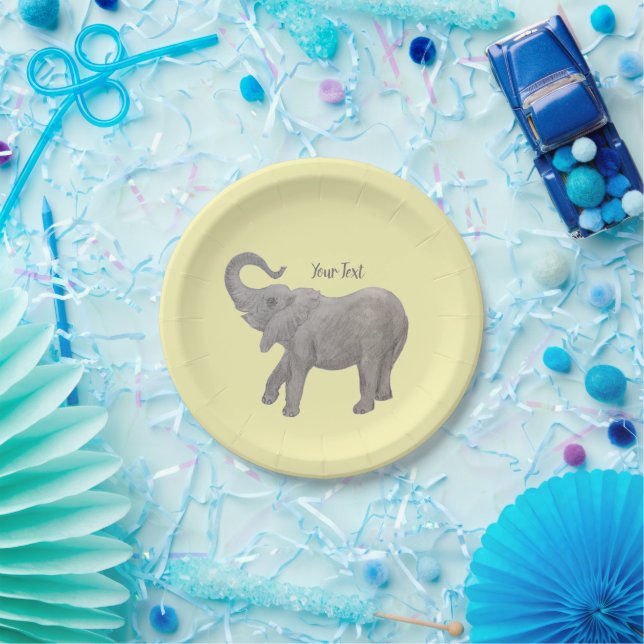 Plato De Papel Elefante bebé Amarillo (Fiesta)