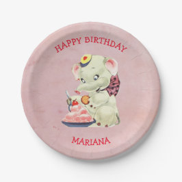 Plato De Papel Elefante Bebé Con Bow