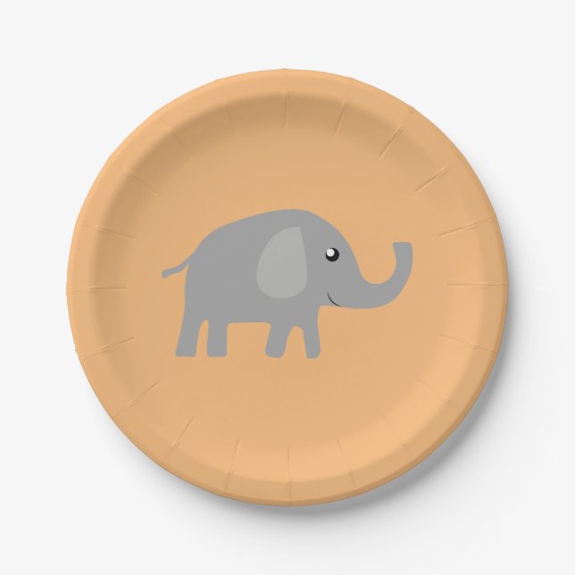 Plato De Papel Elefante Cute (Anverso)