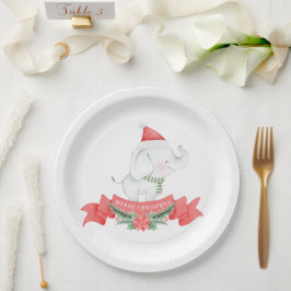 Plato De Papel Elefante Cute | NAVIDADES
