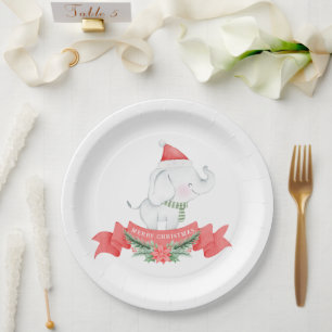Plato De Papel Elefante Cute   NAVIDADES