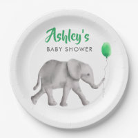 Elefante de Baby Shower para bebés y globo verde