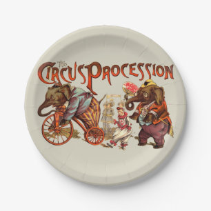 Plato De Papel Elefante de la procesión del circo
