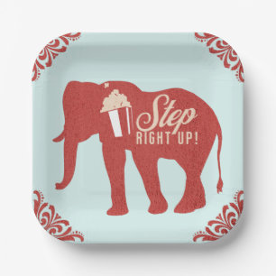 Plato De Papel Elefante de Palomitas de Maíz del Circo Retro Fies