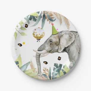 Plato De Papel Elefante Fiesta Animales Nacimiento Zoológico Safa