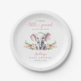 Plato De Papel Elefante floral rosa lindo niña ducha