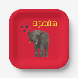 Plato De Papel Elefante Fútbol España Rojo Amarillo Moderno