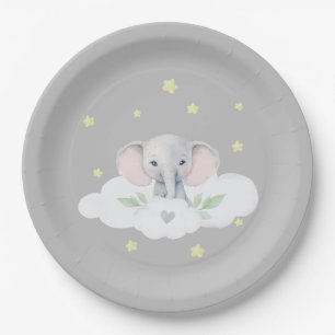 Plato De Papel Elefante Género Neutral Baby Shower Tableware