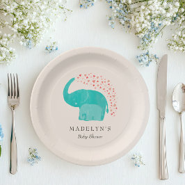 Plato De Papel Elefante madre y ternera Baby Shower
