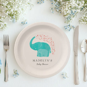 Plato De Papel Elefante madre y ternera Baby Shower