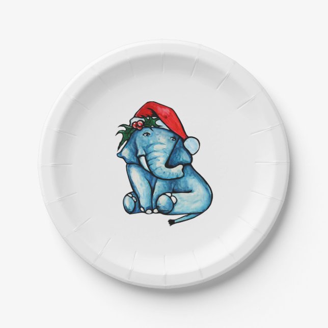 Plato De Papel Elefante navidad (Anverso)