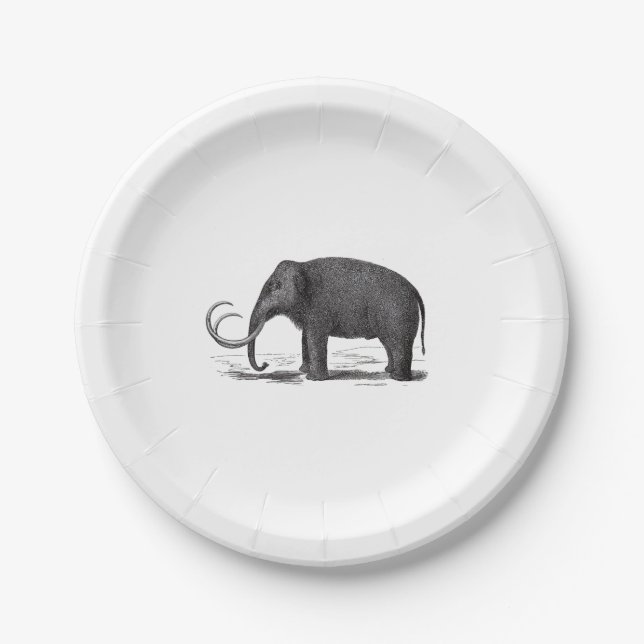 Plato De Papel Elefante prehistórico del mamut lanoso (Anverso)