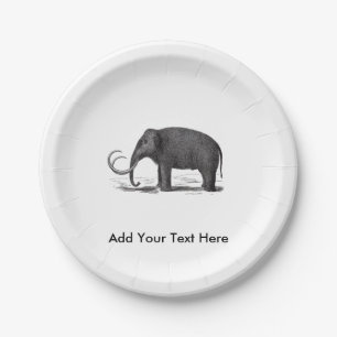 Plato De Papel Elefante prehistórico del mamut lanoso