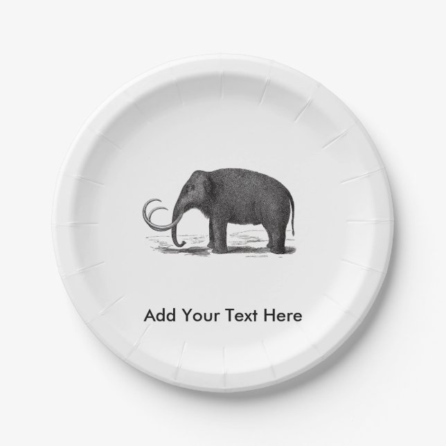 Plato De Papel Elefante prehistórico del mamut lanoso (Anverso)