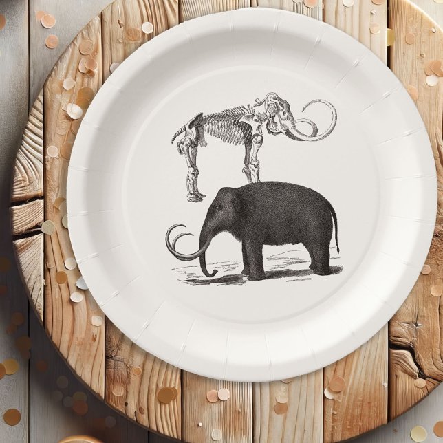 Plato De Papel Elefante prehistórico y esqueleto de mamut lúgubre (Subido por el creador)