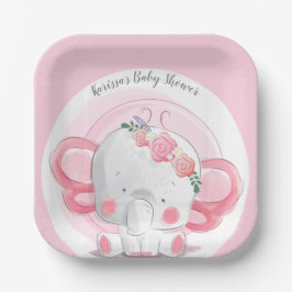 Plato De Papel Elefante rosa
