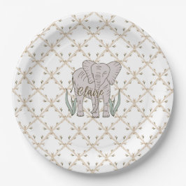 Plato De Papel Elefante y bambú