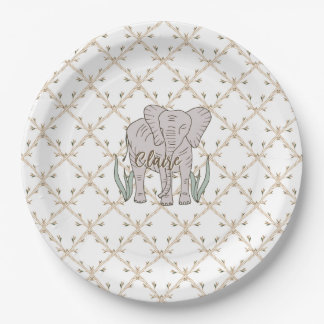Plato De Papel Elefante y bambú