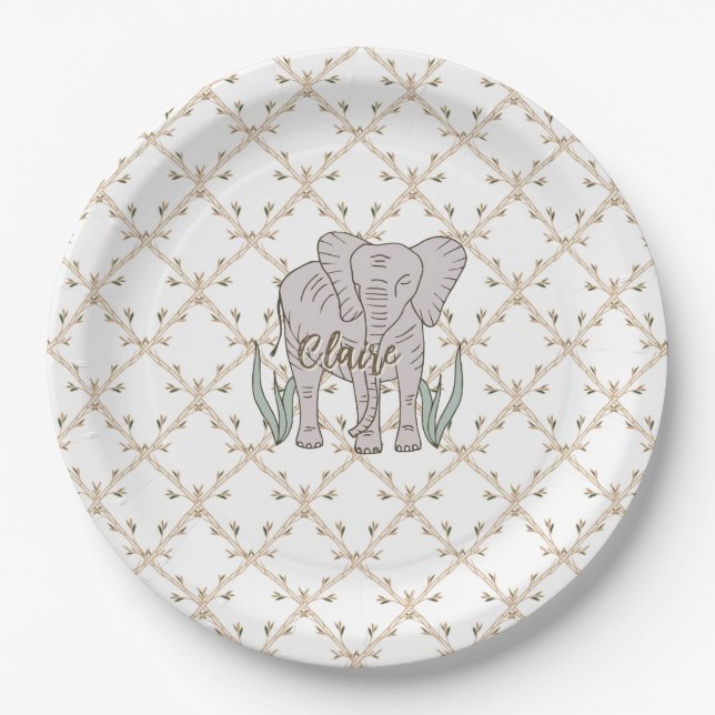 Plato De Papel Elefante y bambú (Anverso)