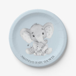 Plato De Papel elefantes dulces Baby Shower 7" Plate