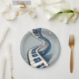 Plato De Papel Elegance in piano keys and blossoms. 