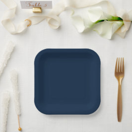 Plato De Papel Elegancia Daurada Azul Marino