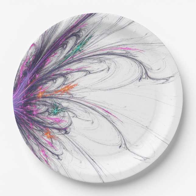 Plato De Papel Elegancia delicada fractal (Anverso)