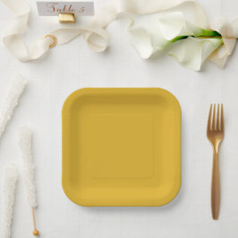 Plato De Papel Elegancia Dorada Oro de Medianoche
