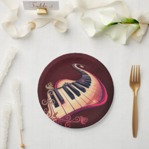 Plato De Papel Elegancia en movimiento, el piano curvo. 