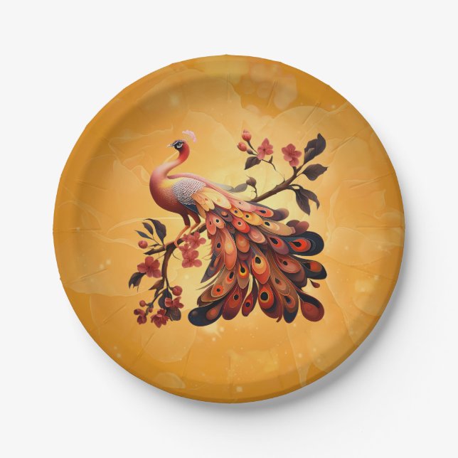 Plato De Papel Elegancia en plumas (Anverso)