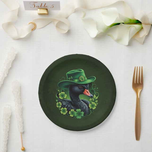 Plato De Papel Elegancia irlandesa, el cisne negro de San Patrici (Boda)