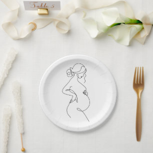 Plato De Papel Elegancia materna: mujeres embarazadas en línea de