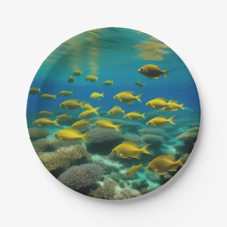 Plato De Papel Elegancia oceánica: Colección submarina de peces