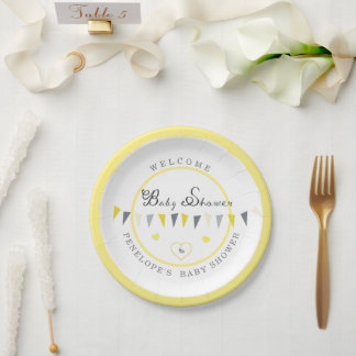 Plato De Papel Elegancia Sunny Cute Bunting Baby Shower
